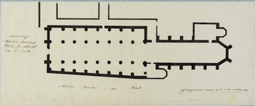 214638 Plattegrond van de Minderbroedersklooster/kerk (Minrebroederstraat) met aangrenzende bebouwing aan het St. ...